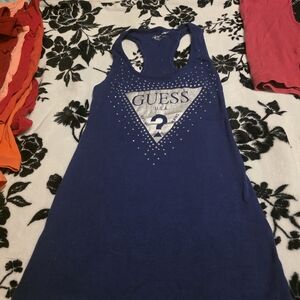 Guess Navy Sleeveless Top with Logo